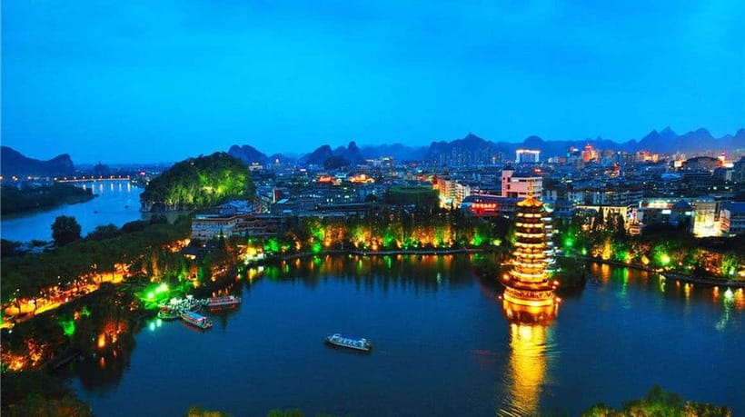 Guilin: Night Cruise on Two Rivers & Four Lakes with Lights - Boarding the Air-Conditioned Sightseeing Boat