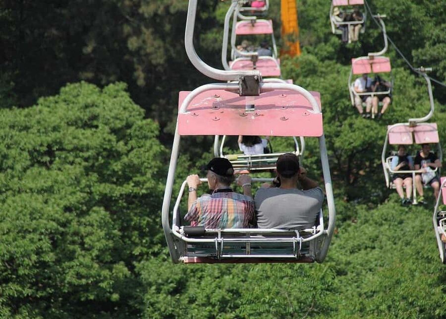 Mutianyu Great Wall Entry Ticket Chairlift Up Toboggan Slide - Riding the chairlift to the upper wall